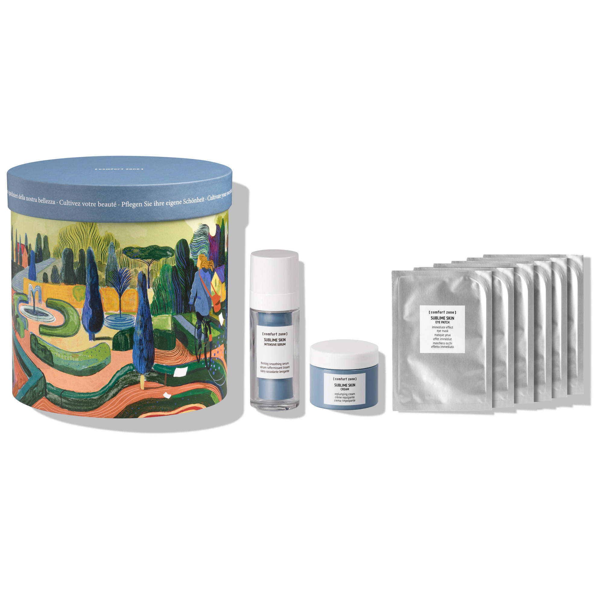 Aufpolsterndes, straffendes Gesichts-Kit mit Sublime Skin Serum, Cream und Eye Patch in nachhaltiger Geschenkbox