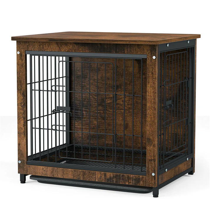 Wooden Dog Crate Kennel End Table Nightstand