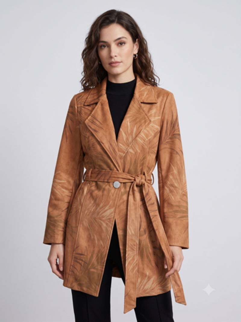 Abrigo Mujer Camel con Cinturón