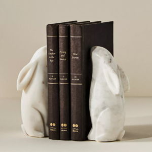 Marble Rabbit Bookends