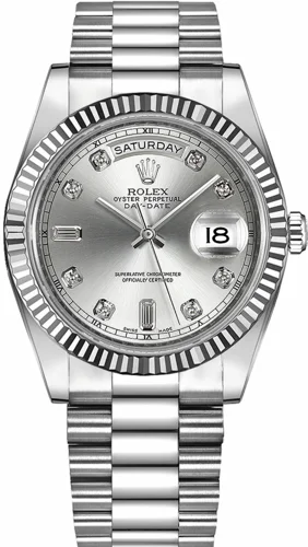 Rolex Day-Date II Silver Dial Diamonds