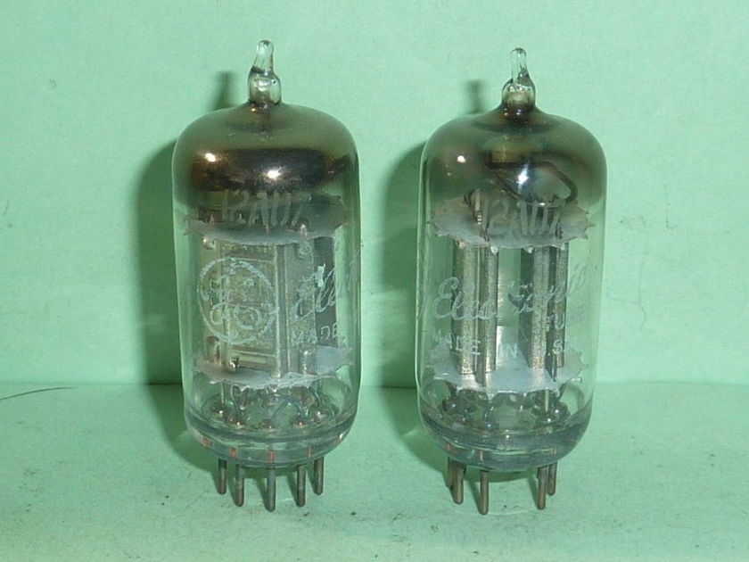 Ken-Rad (GE) 12AU7 ECC82 Pewter Plate Tubes, Matched Pair, NOS, Tested, Matched Codes