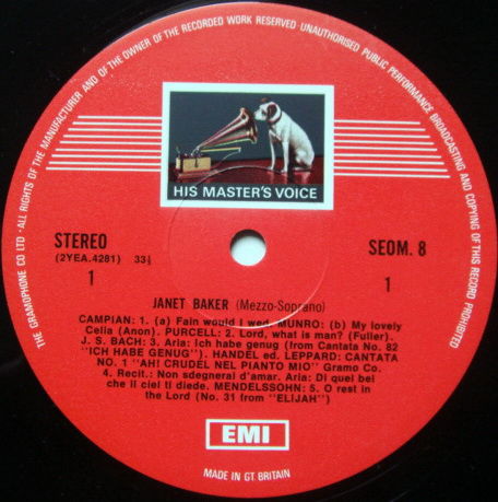 EMI ASD STAMP-DOG / JANET BAKER, - Songs & Arias, NM!
