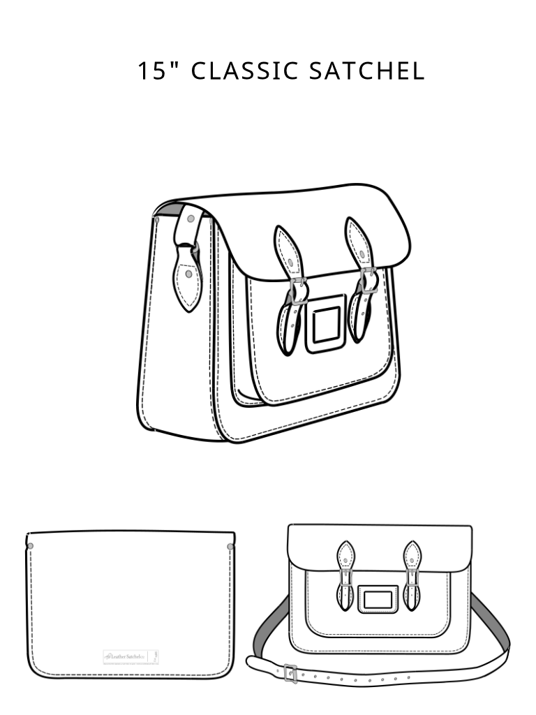 Sketch of a 15-inch Classic Satchel