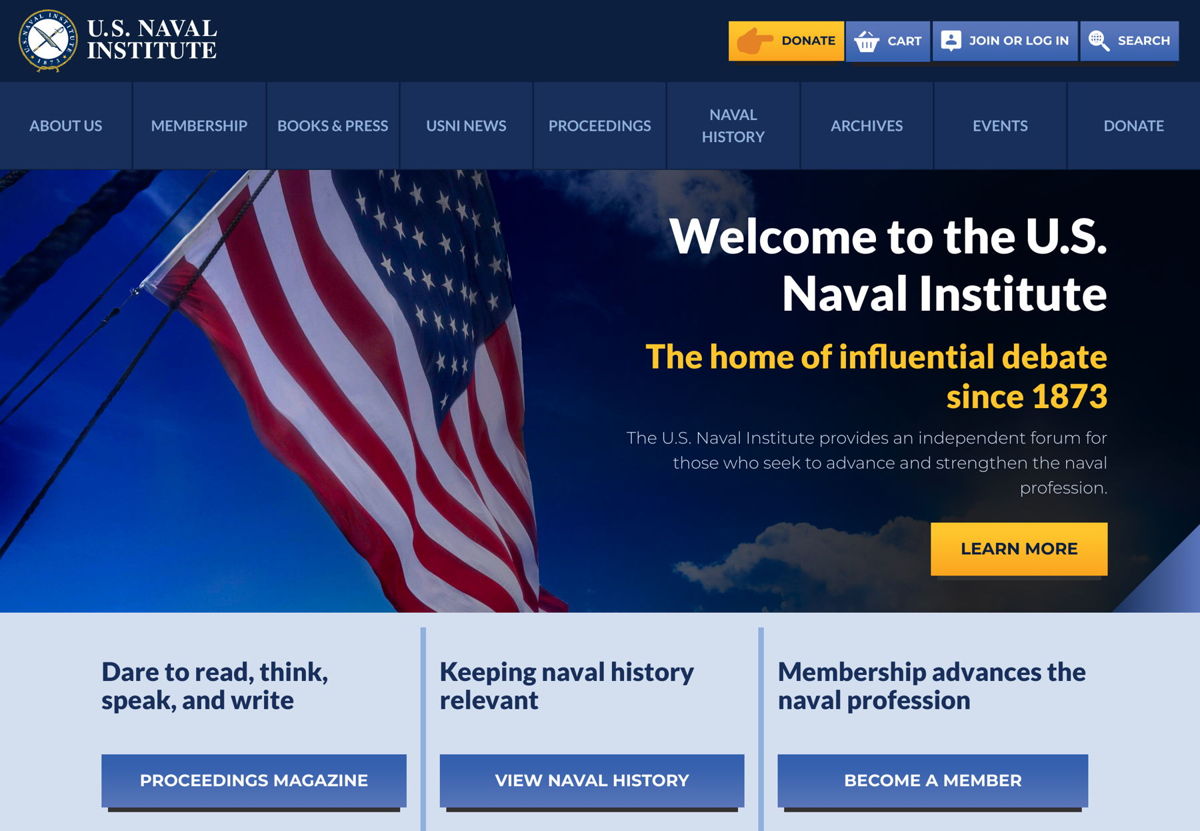 Screenshot of U.S. Naval Institution, from the blue websites collection.