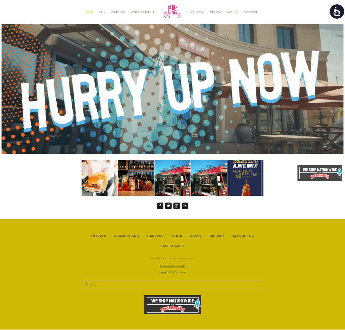 Screenshot of Curry Up Now, from the food truck websites collection.