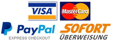 Zahlungsdienstleister Visa, Paypal, Sofort Überweisung  