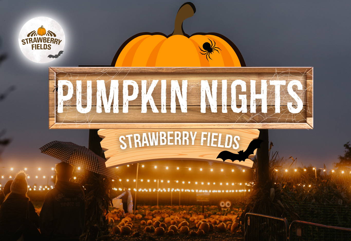 Experience Pumpkin Nights at Strawberry Fields, Lifton – glowing twilight pumpkin patch, live music, entertainment & fire show. A magical autumn evening in Devon!