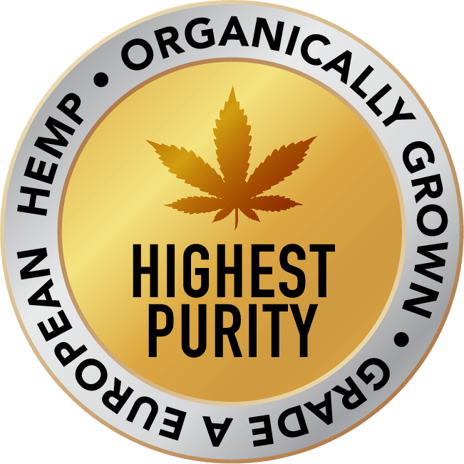 Highest Purity logo organically grown, grade A european hemp, 