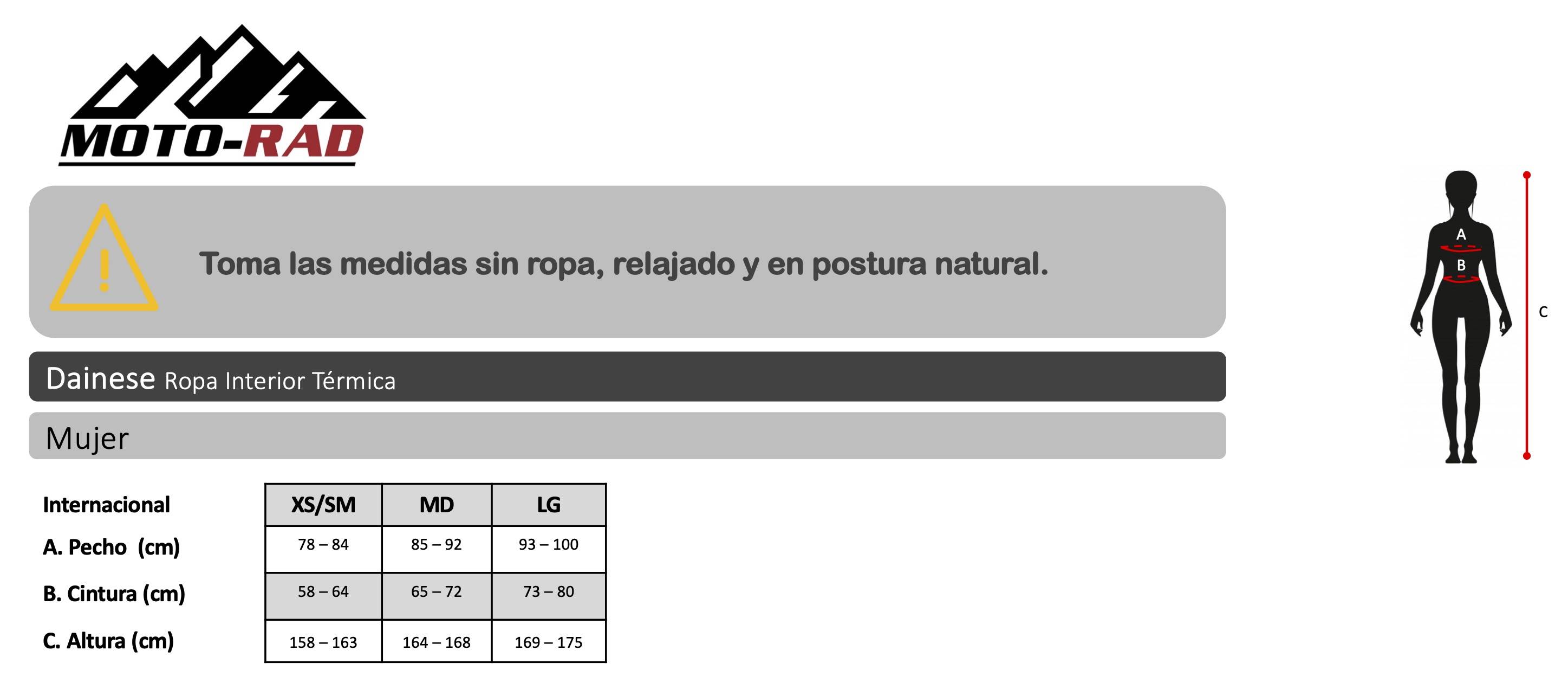 Guia de Tallas Ropa Térmica Dainese