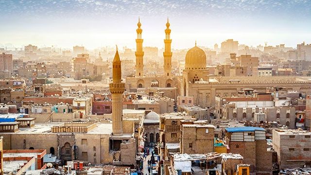 Bab Zuweila Minarets over Old Cairo, Egypt