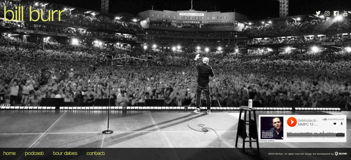 Screenshot of Bill Burr, from the stand-up comedian websites collection.
