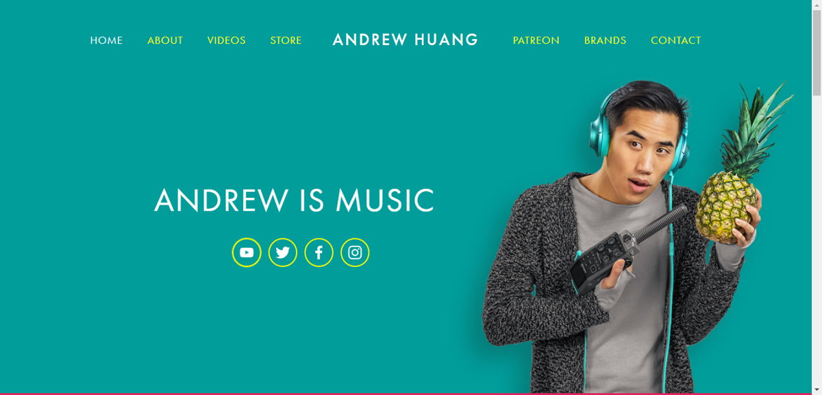 Screenshot of Andrew Huang, from the influencer websites collection.
