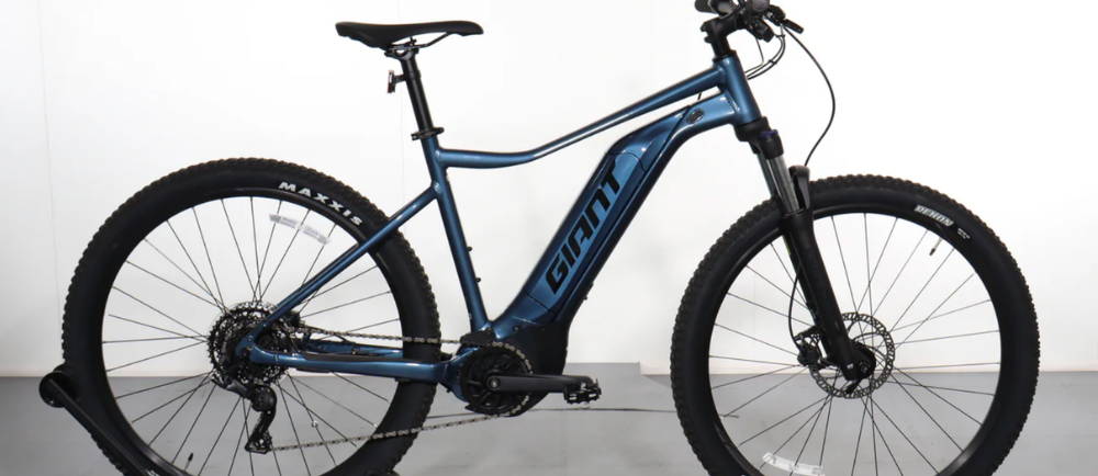a blue Giant Talon E+3 electric hardtail mountain bike