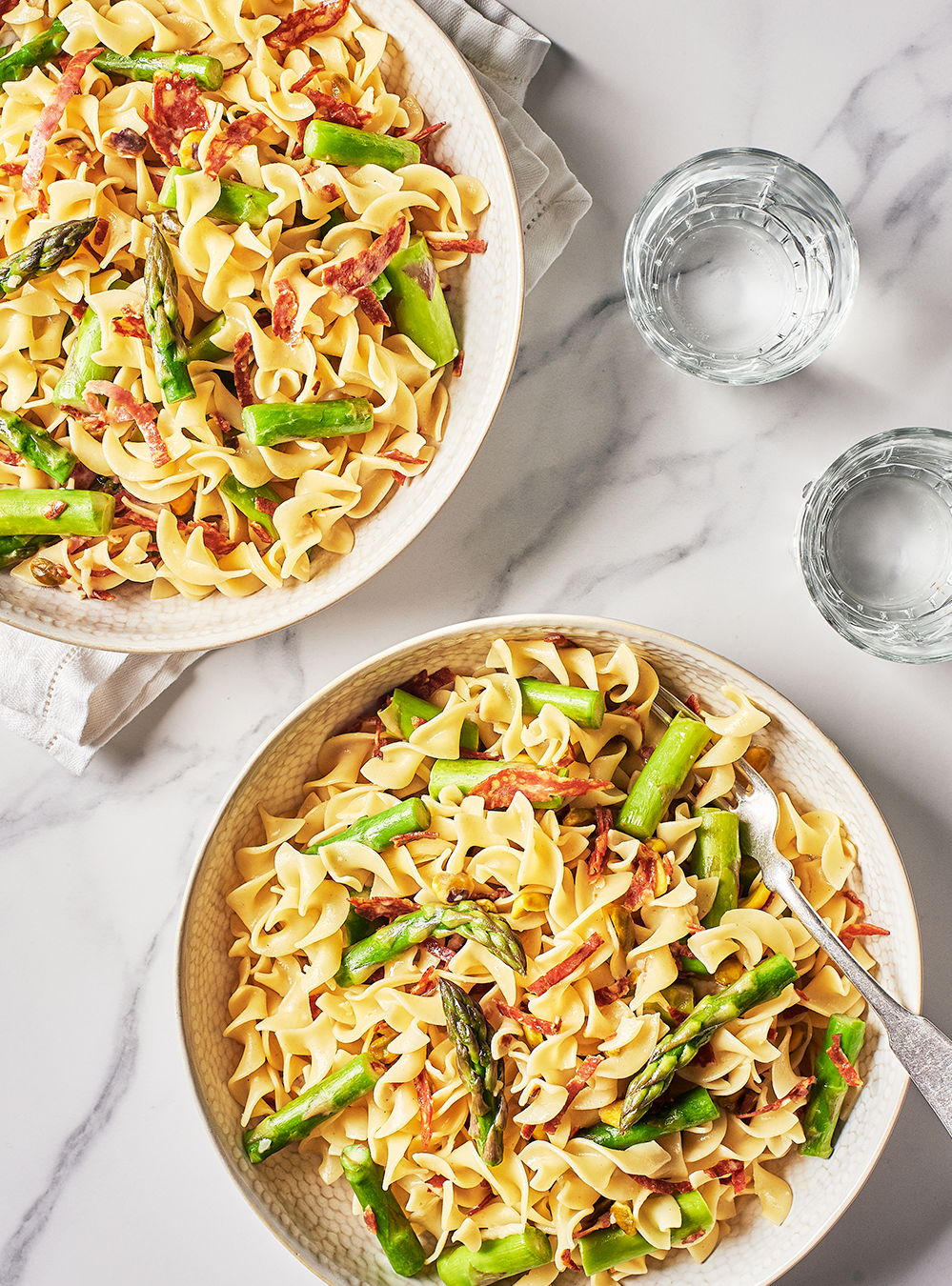 Pasta with Asparagus, Mascarpone and Rosette de Lyon | RICARDO