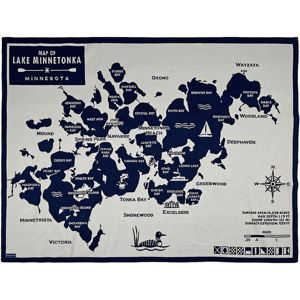 Lake Minnetonka Map Cotton Throw