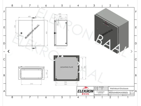 Steel 400(H)x 400(D)x 200(D) IP66 Orange - Image 4