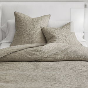 Pottery Barn Belgian Flax Linen Hand Stitched Quilt, Dark Flax, King