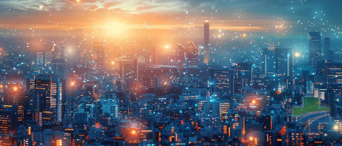 Futuristic cityscape with integrated healthcare facilities