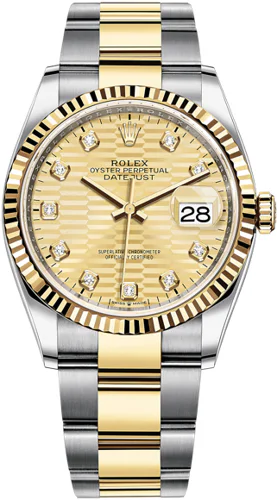 Rolex Datejust 36 Champagne Motif Dial With Diamonds Oyster Bracelet