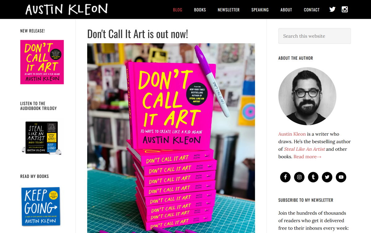 Screenshot of Austin Kleon , from the wordpress websites collection.