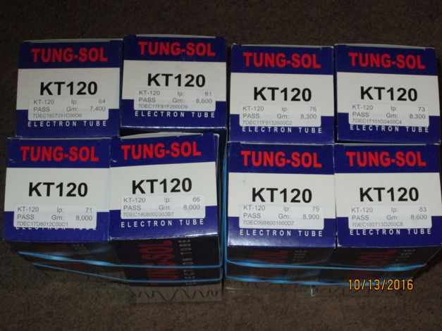 Tung-Sol KT-120 (2) matched quads 8 tubes