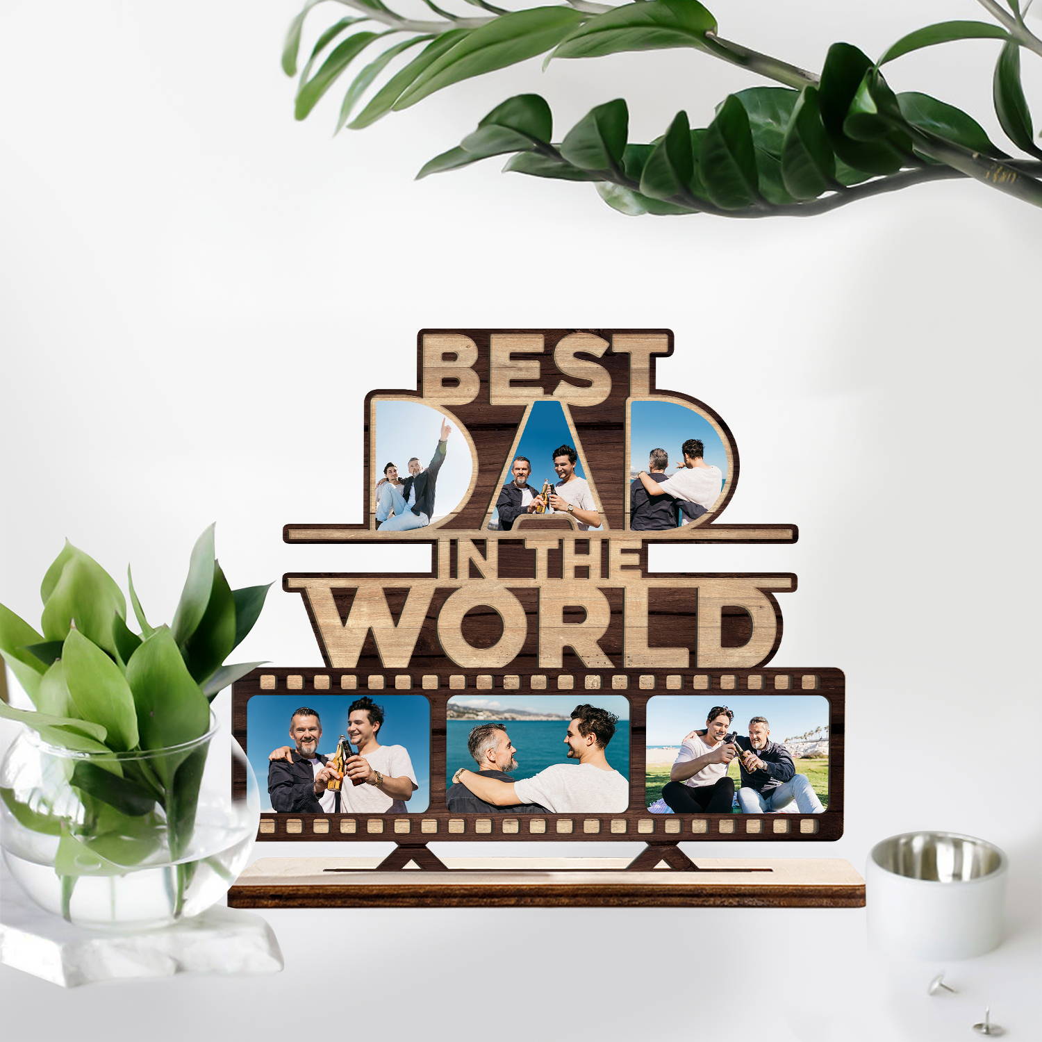 This 3 Layer Wooden Plaque is customized with 6 photos of your beer daddy. With the quote "Best Dad In The World", this gift is sure to melt his heart.