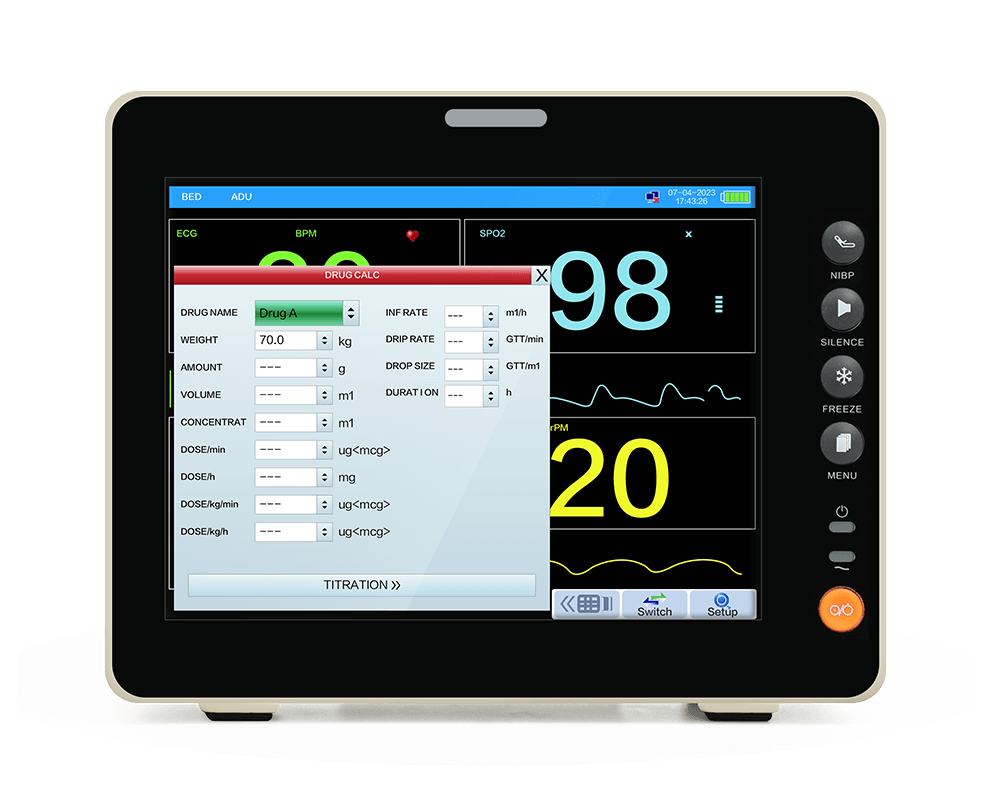 patient monitor with drug dose concentration calculation