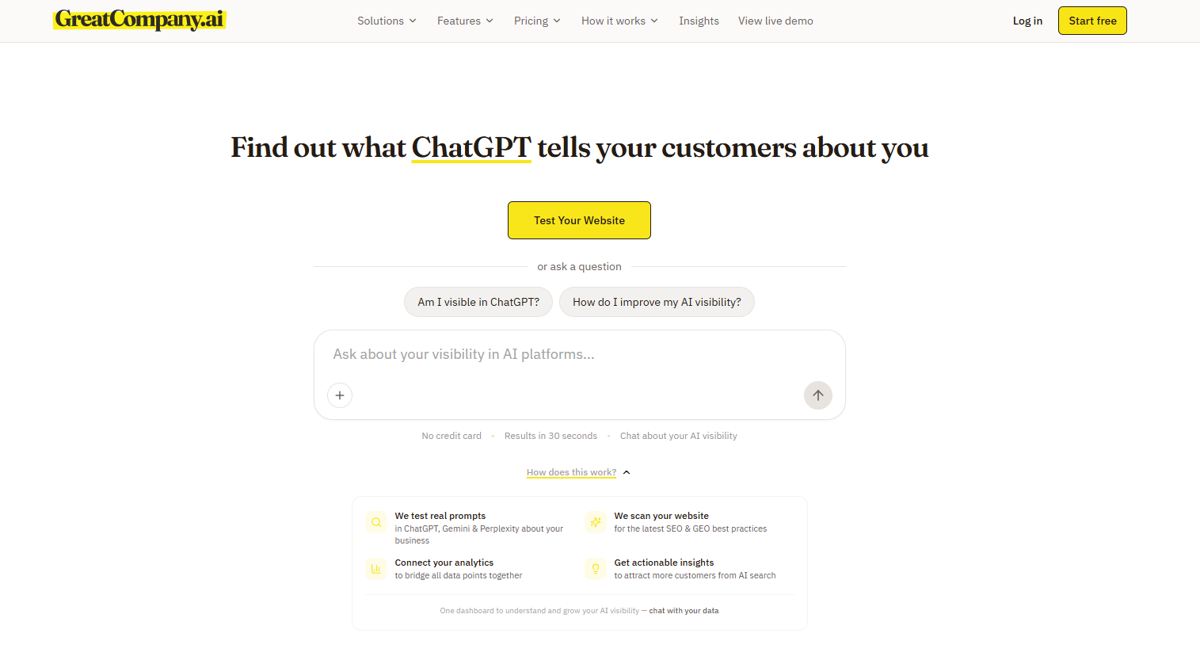 Screenshot of GreatCompany.ai , from the lovable websites collection.