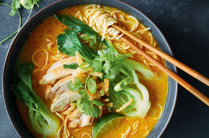 Coconut Curry Ramen with Chicken and Bok Choy