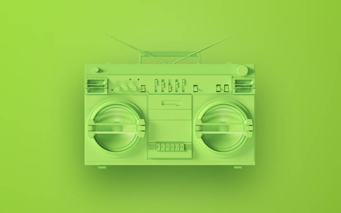 Lime green retro boom box (preview)