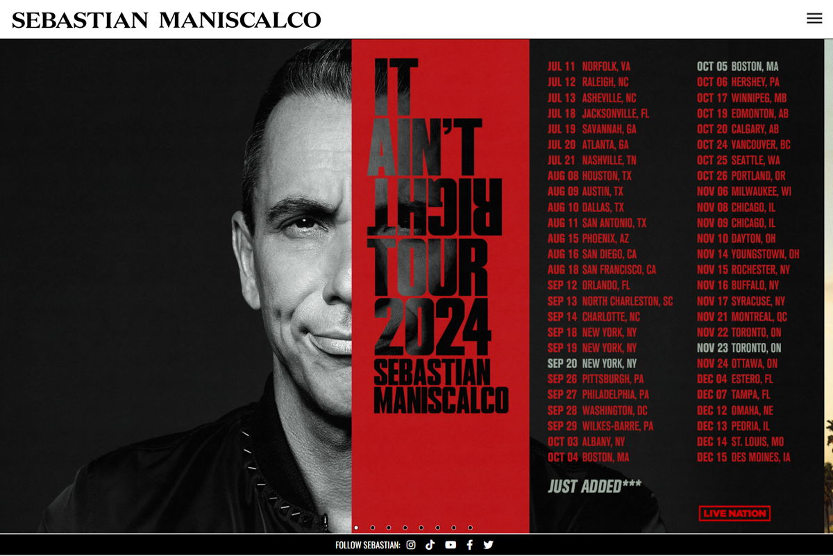 Screenshot of Sebastian Maniscalco, from the stand-up comedian websites collection.