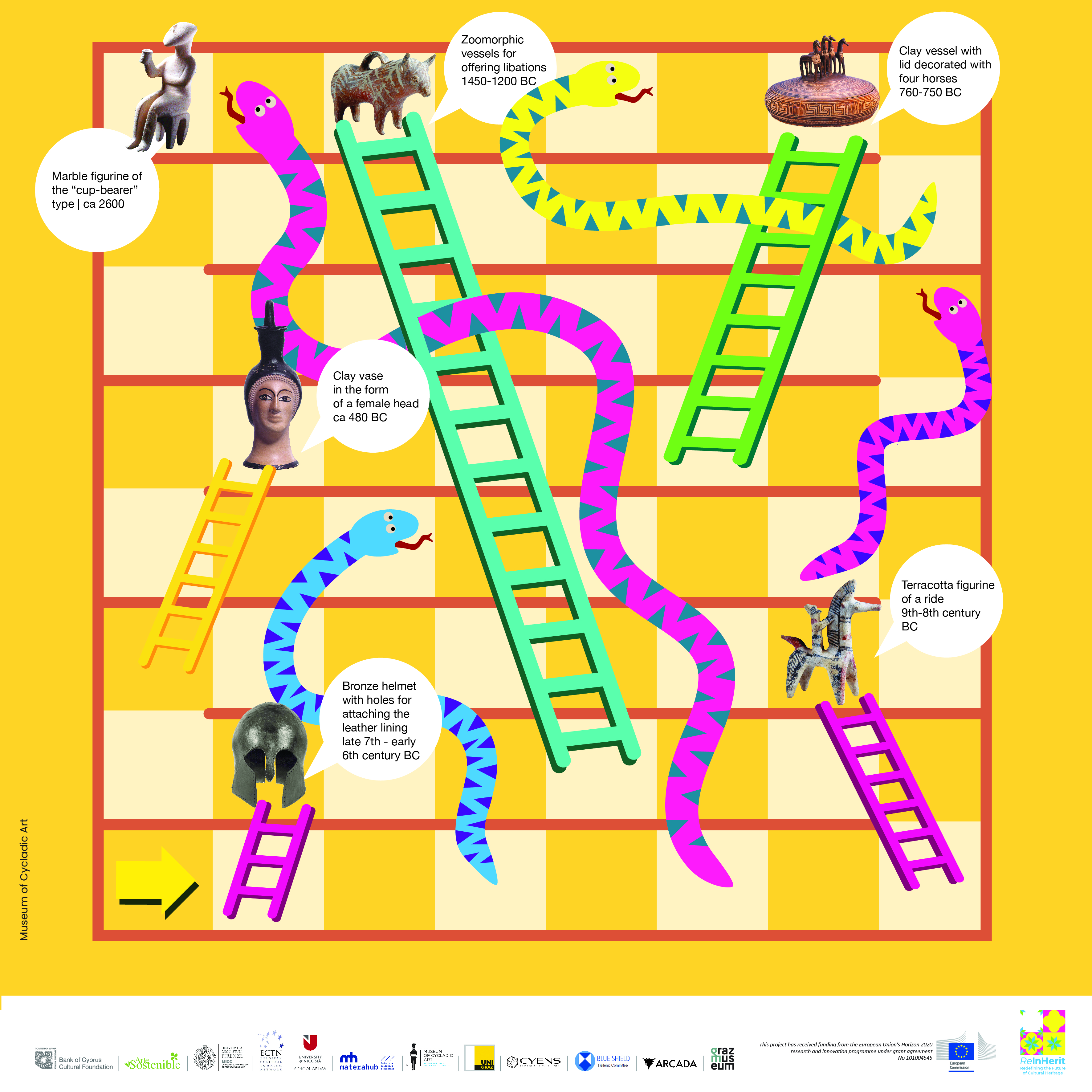 Snakes and ladders game from Cycladic