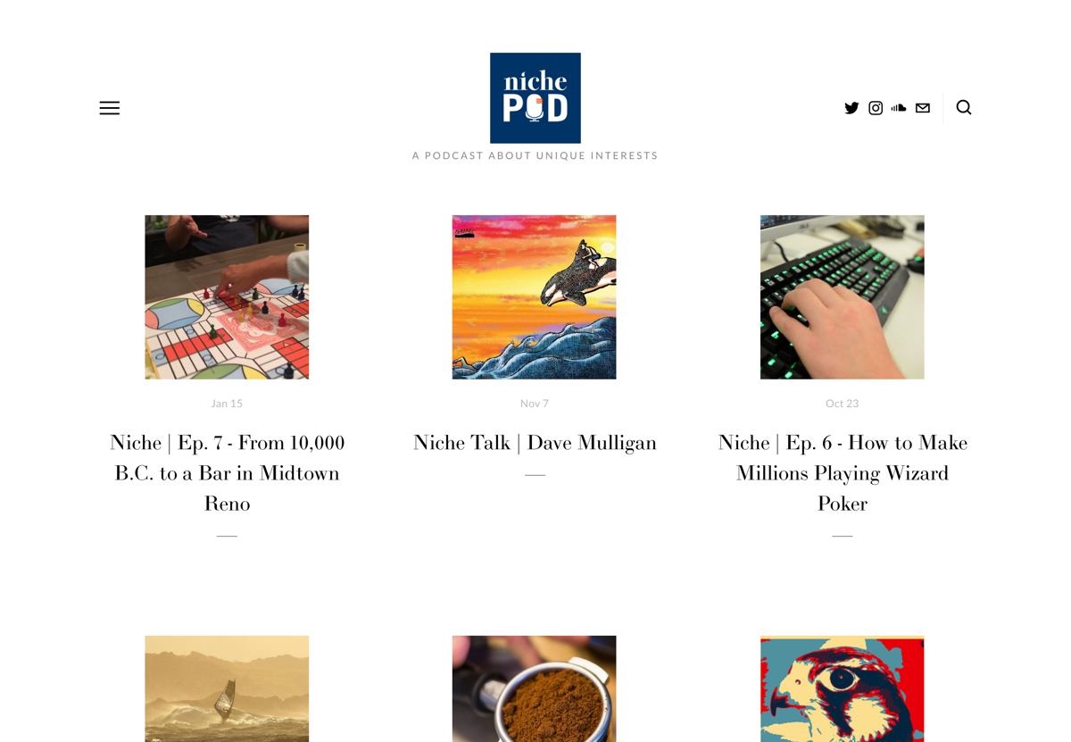 Screenshot of Niche Podcast, from the squarespace podcast websites collection.