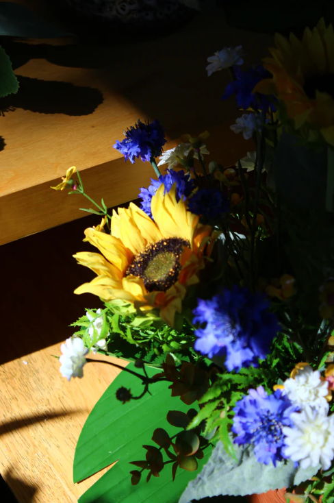 Sunflower and Cornflower Arrangement - Realistic Artificial Flowers - Image 2