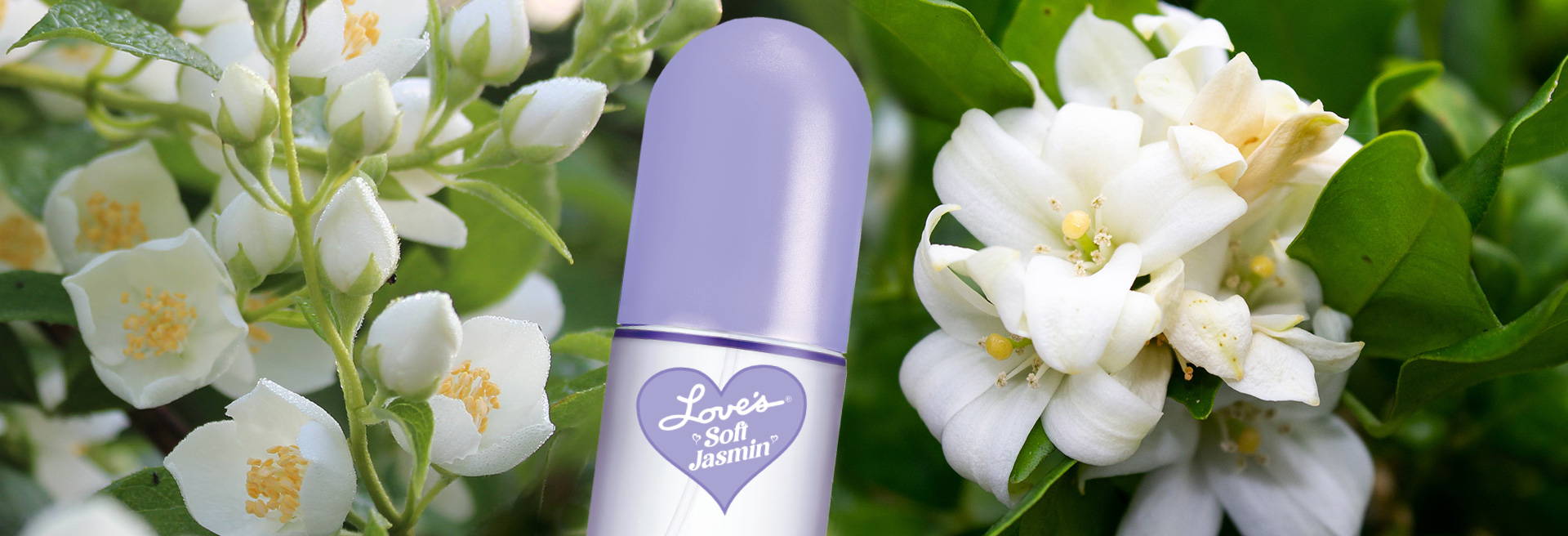 Bottle of Love's Jasmin in jasmine flowers.