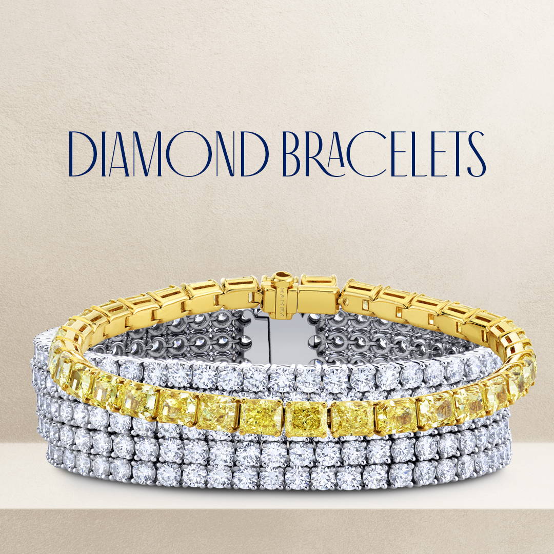 Bracelets with white and yellow diamonds
