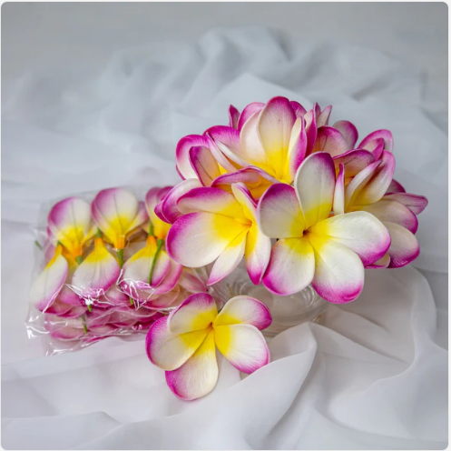 White Fuchsia Frangipani Flowerhead (6 Pack) - Realistic Artificial Flowers