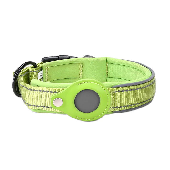 Green Reflective Adjustable Anti-Lost Pet Collar (For Apple AirTag - Collar Only, Tracker Not Included)