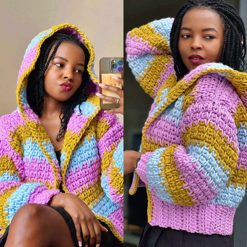 Crochet Hooded Cardigan Written Pattern
