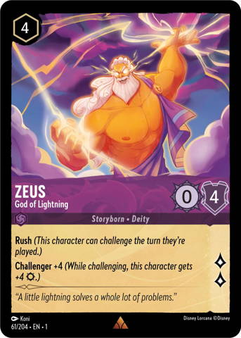 Zeus card from Disney's Lorcana: The First Chapter.