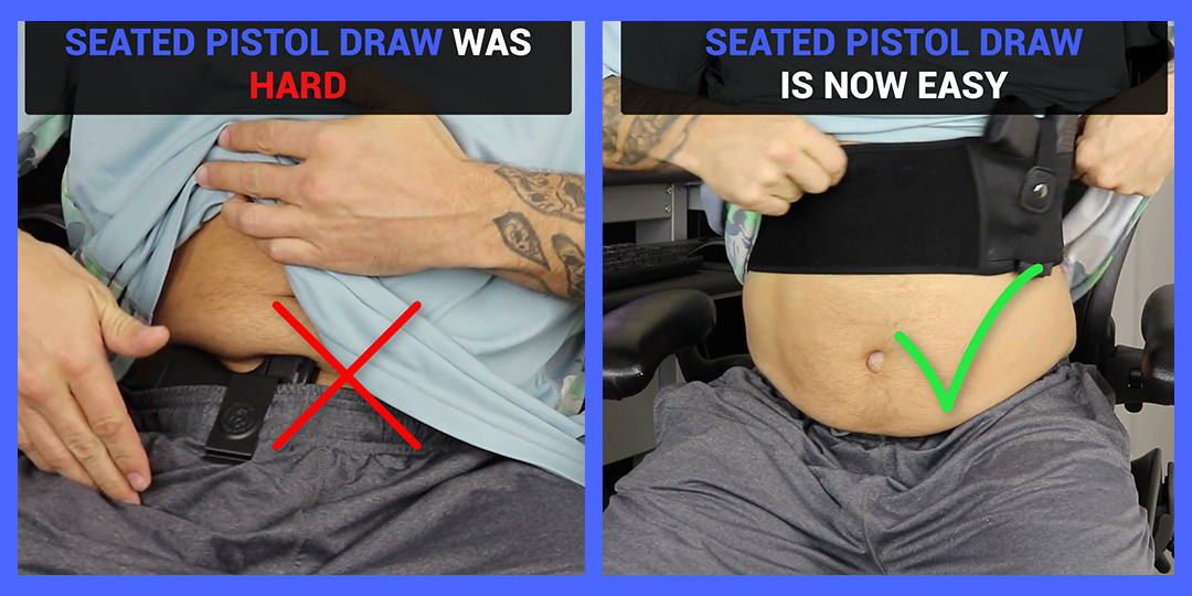 Dragon belly band holster updated new feature. seated pistol draw was hard in the past, but with update, seated pistol draw is now easy, perfect for fat folks.