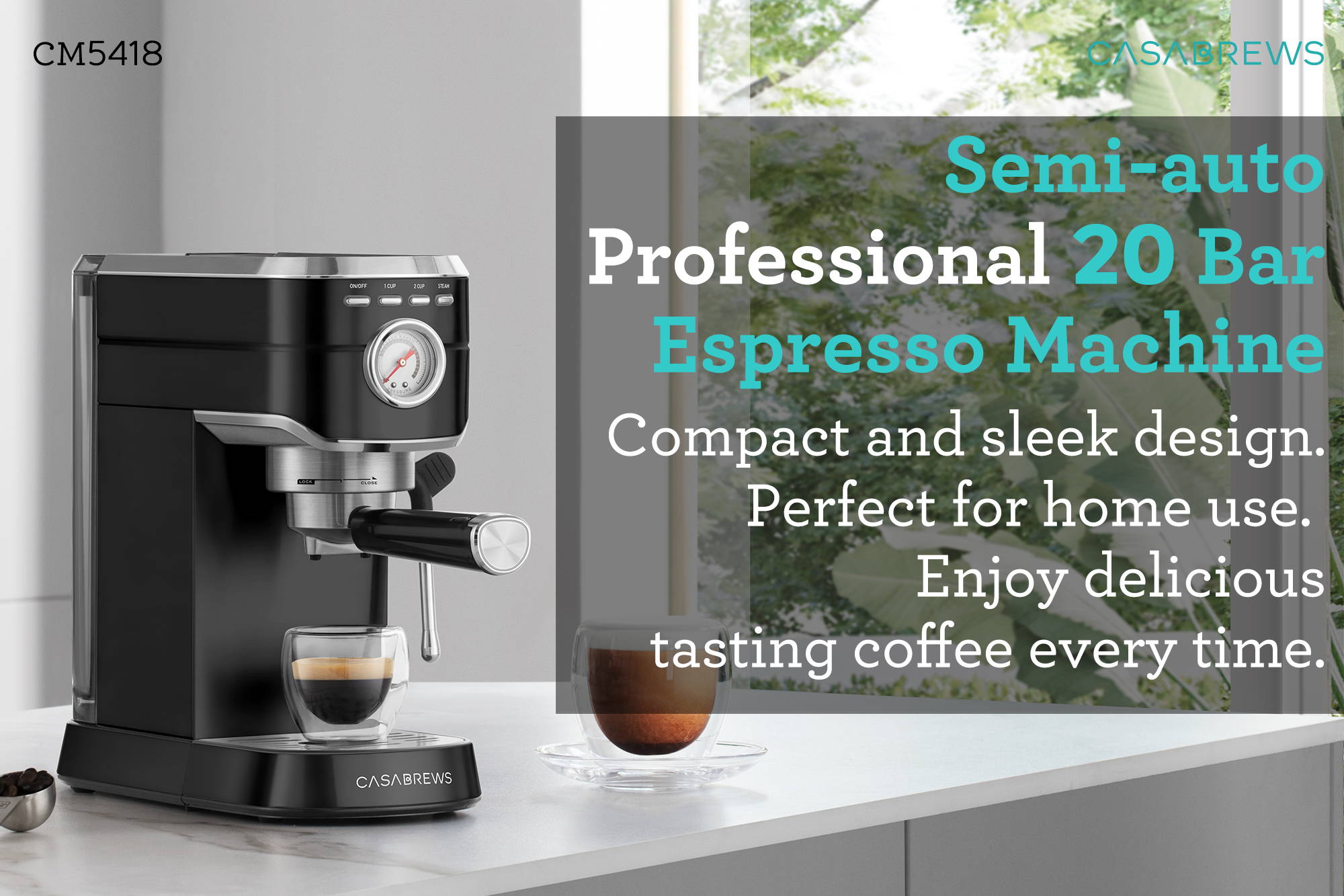 Sincreative professional 20 bar espresso machine semi-auto coffee machine perfect for home use enjoy cups of coffee at your favourite taste