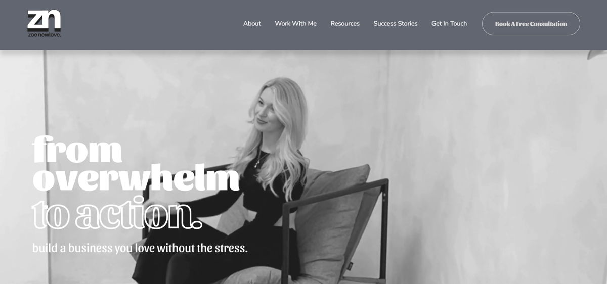 Screenshot of Zoe Newlove, from the social media portfolios collection.