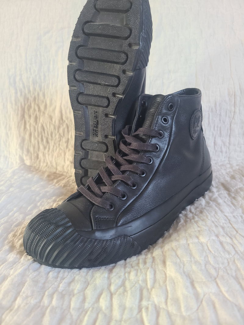 Grounder Hi Black Leather - $80.00 | P.F. Flyers Re-Laced