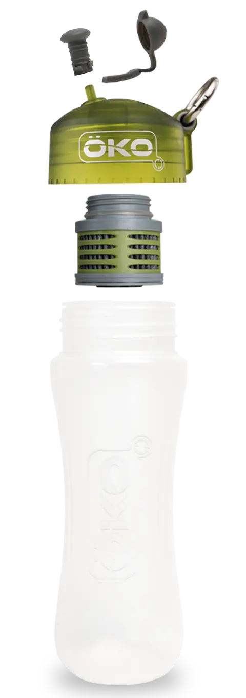 Botella con filtro verde mate y fondo transparente