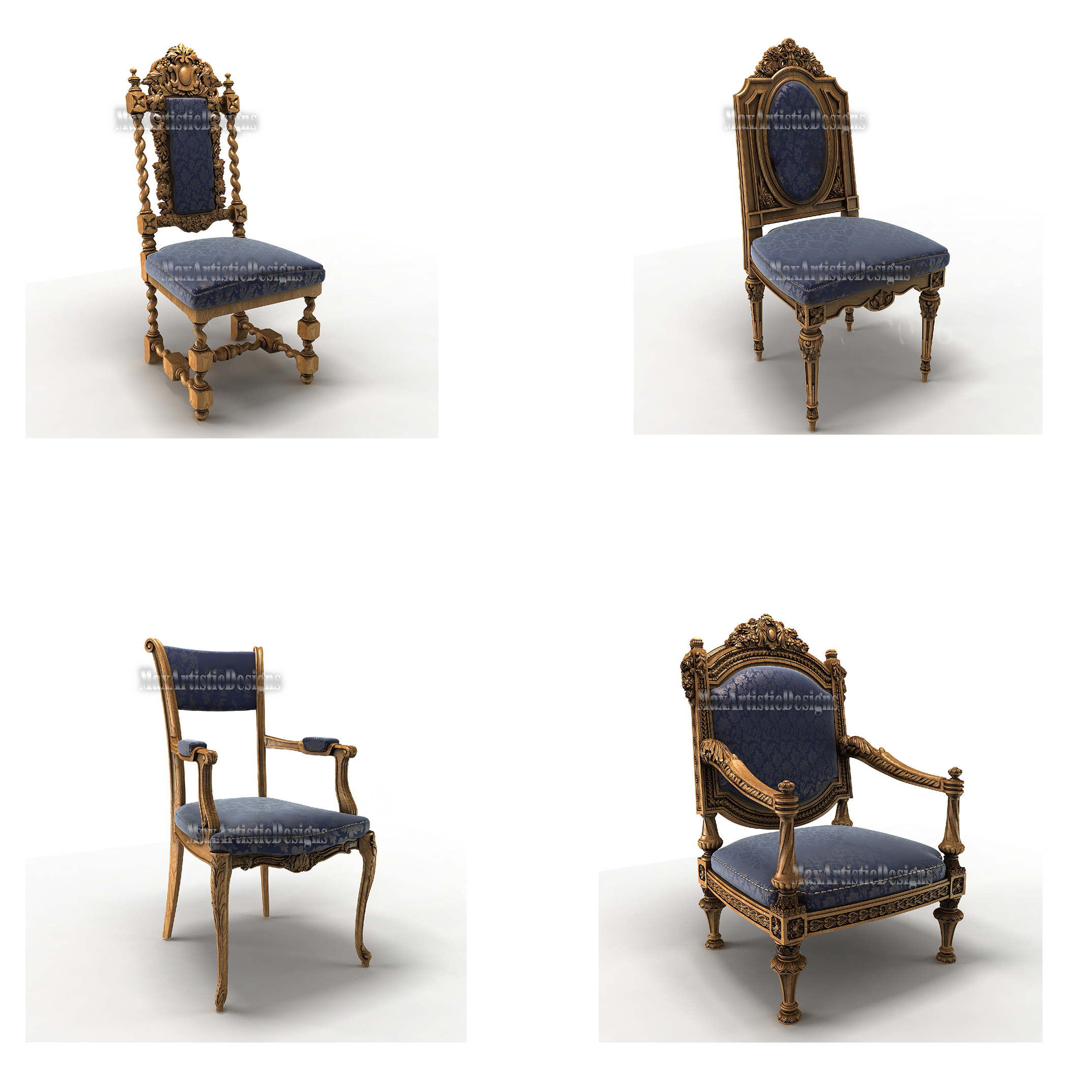 Conjunto de lujo de sillas 3d stl