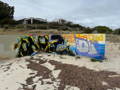 cleaning graffiti from a mural