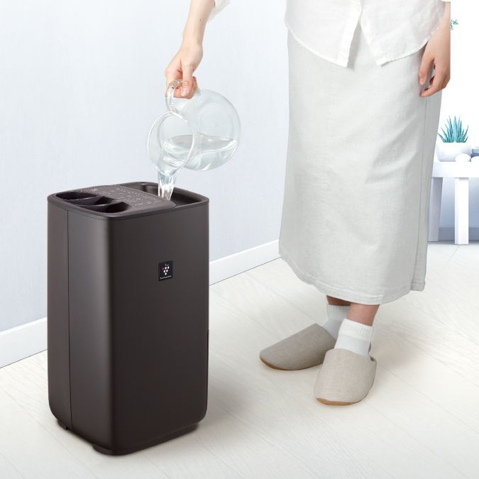 上から水を注いで