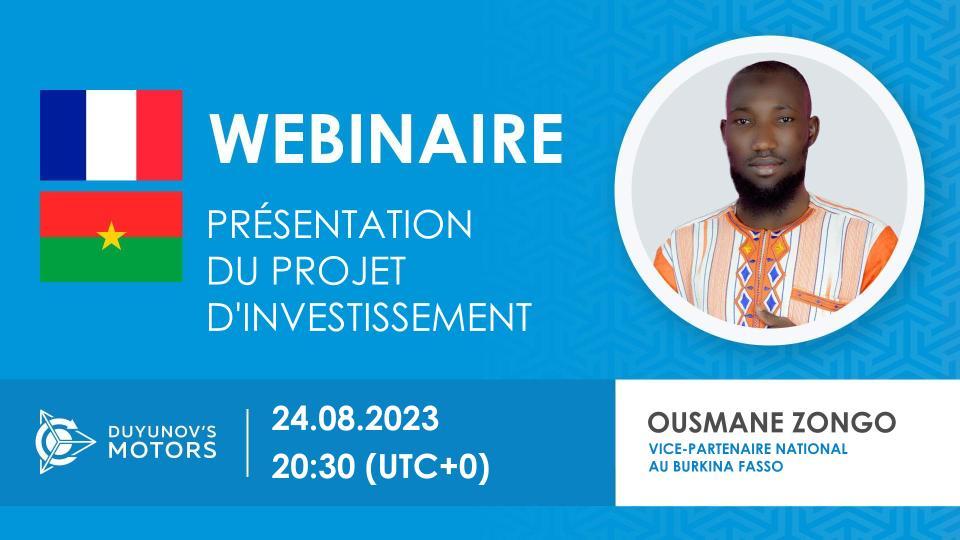Burkina Faso. Présentation du projet d'investissement des "Moteurs Duyunov"